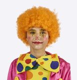 Faram Party Carnaval verkleed Clownspruik met krulletjes - oranje - volwassenen