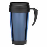 Merkloos / Sans marque Thermosbeker - blauw/zwart - 400 ml - dubbelwandig met schroefdop
