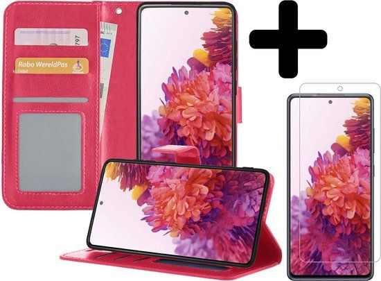 Samsung Galaxy S20 FE Book Case Hoesje - Donkerroze - Met Screenprotector