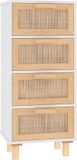 vidaXL Dressoir 40x30x90 cm massief grenenhout en rattan wit