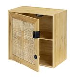 WENKO Allegre Medicijnkastje, afsluitbaar kastje voor het bewaren van medicijnen van bamboe en rotan vlechtwerk in boho-stijl, inclusief bevestigingsmateriaal, 30 x 30 x 17,8, naturel