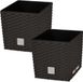 KOTARBAU® Vierkante Bloempot met Inzetpot - Vierkante Plantenbak 22x22 cm 2 Stuks - Plantenpot 9,8 L - Plantenbak - Kunststof - Rotanlook - Umbra