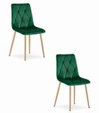 LEOBERT Set van 2 Eetkamerstoelen LIBRA Groen – Houtlook Metalen Poten, Modern Velvet Bekleding, Ergonomisch Design, Max. 120 kg