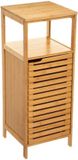 5five Staand Houten Badkamerrek - Bamboe - Onderkast - Opbergrek - 78,5 cm hoog en 30 cm breed - 1 deur - 4 etages