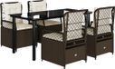 vidaXL 5-delige dining loungeset met kussens polyrotan bruin