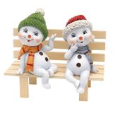 Dekohelden24 Set van 2 sneeuwkinderen met muts en sjaal in rood/groen, afmetingen (l x b x h): 6,5 x 6,5 x 12 cm, 12 cm
