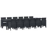 vidaXL Tuin Eettafel Set 13-delig Antraciet Polyrotan