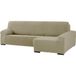 ECOMMERC3 Bielastische bankhoes voor chaise longue-bank, met lange arm rechts, linnen kleur, aanpasbaar aan alle modellen, bankovertrek met schuimrubber