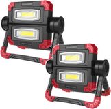 Maclean - 2 stuks - LED COB werklamp, 300 lm, 3 lichtstanden, voeding 4xAA, kleurtemp.6500K, MCE439
