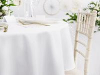 PartyDeco Tafelkleed - Rond - Wit - 280 cm - Polyester