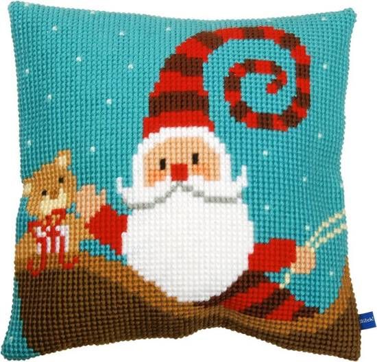 Vervaco Kussen vrolijke kerstman - 5413480623785