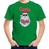 Bellatio Decorations kerst t-shirt voor kinderen - Kerstman - Santa Rocks - groen - Kerstdiner 164/176