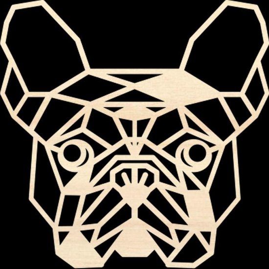 Luxigo Houten Bulldog Dierenkop - Populier Hout - Wanddecoratie - 18cm
