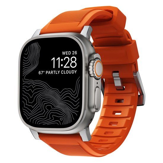 Nomad Rugged Band - Apple Watch 45/49mm - Ultra Orange - Rubber