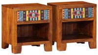 vidaXL Nachtkastje, 2 stuks, 40x35x45 cm, massief acaciahout