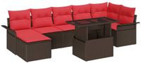 vidaXL Tuinbank Set 8 stuks Bruin Poly Rattan