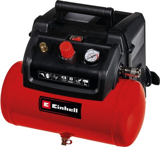 Einhell Elektrische Compressor TC-AC 190/6/8 - 1200 W - 8 bar - 6 L tank - Aanzuigcapaciteit: 190 l/min - Olievrij