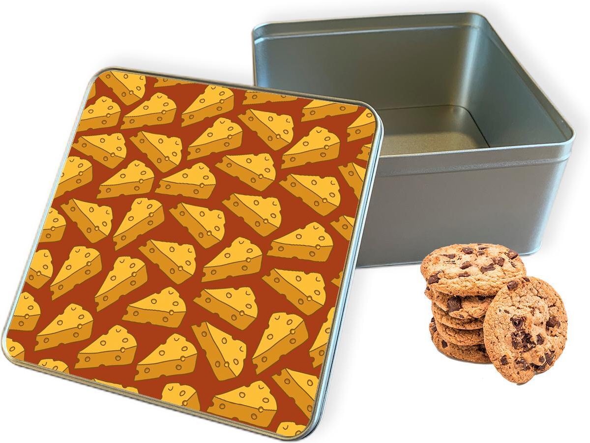 qMust Koektrommel Cheesy Vierkant - Bewaarblik 20x20x10 cm