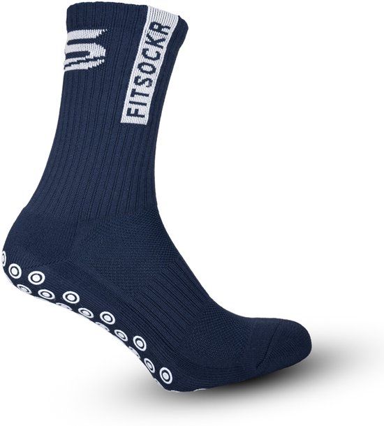FS FitSockr Gripsocks FitSockr Gripsokken Voetbal - Sportsokken - Grip socks - Voetbalsokken - Padel sokken - Antislip Sokken Heren/Dames/Kind - One - Donker Blauw - Maat 44-48