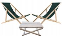 Merkloos Set van 2 strandstoelen met houten tafel - Groen