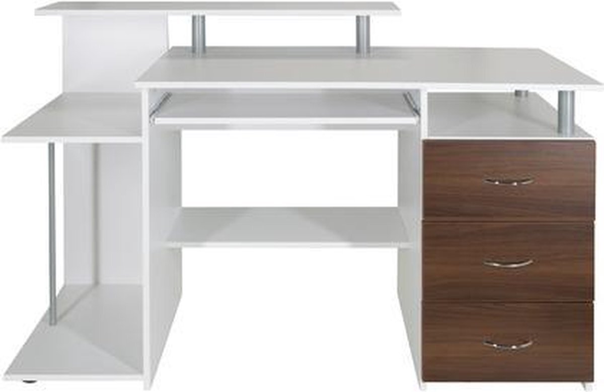 HJH OFFICE WORKSPACE H IV | 137x60 - Bureau Wit/Walnoot