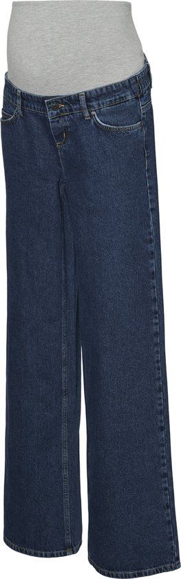 Mama Licious Zwangerschapsjeans Wide Leg Fit Mid Waist Jeans Dark Blue Denim W31 X L32