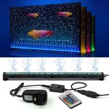 Merkloos Aquariumlicht, waterdicht, afstandsbediening, 5050 led-kleurverandering, luchtbellenverlichting met 24-knops controller voor zoet- en zeewateraquaria, 45 cm