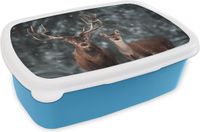MuchoWow Broodtrommel Blauw - Lunchbox - Hert - Winter - 18x12x6 cm - BPA-vrij