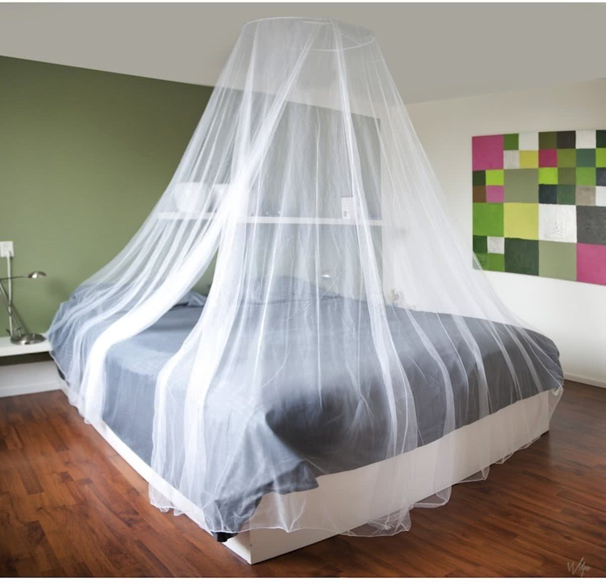 Winorton XXL Ronde Klamboe Wit - Muskietnet / Reisklamboe Standaard 1 & 2 Persoons / Tweepersoons Kinder Bed