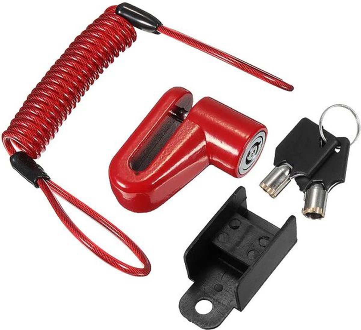 Profitect Schijfremslot Motor / Scooter / Elektrische Step / Fiets, remschijfslot met reminder kabel en houder, slotpin 5.5mm, merk