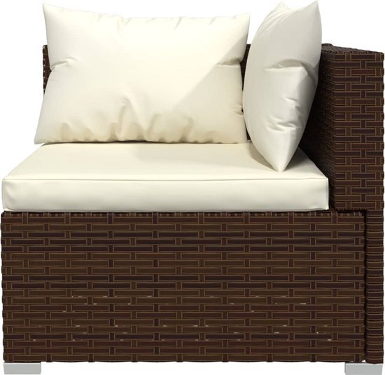 vidaXL 12-delige Loungeset met kussens poly rattan bruin