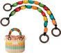 Allecto plus - Poignées en bois perlé pour porte-monnaie - Accessoires style bohème - DIY - Lot de 2 - Utilisable pour sacs de plage - Poches au crochet - Poignées de sac en bois multicolores avec perles en bois - 17 pouces de long