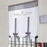 SIMPVALE Roman Blinds with Embroidery, Tulle, Voile, Cotton Linen Curtains for Bedroom, Kitchen, Bathroom, Living Room, Balcony, Grey, 60 x 140 cm