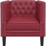 vidaXL Fauteuil Chesterfield-stijl Kunstleer Wijnrood