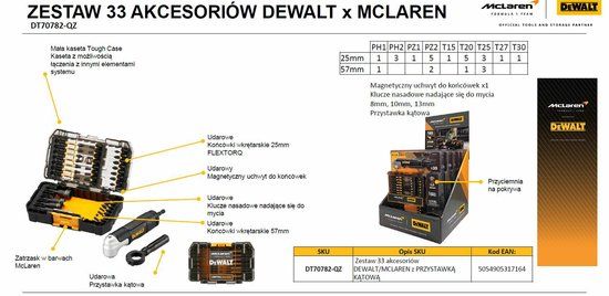 DeWalt McLaren F1 Team - Bitset - 33-delig - Hoekstuk - FlexTorq Technologie
