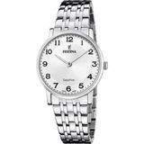 Festina F20047/1 Dames Polshorloge Zilverkleurig Staal Saffierglas Wit