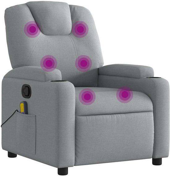 vidaXL Massagestoel verstelbaar stof lichtgrijs