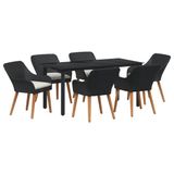 vidaXL Tuinset 7-delig Zwart Polyrotan