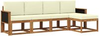 vidaXL - Bank loungeset - 5 zitplekken - Polyester - Natuurlijk en crème