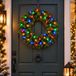 Merkloos Kerstkrans - D50 cm - dennenkrans - gekleurde LED verlichting - 8 standen - deurkrans