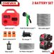 Pompe à eau sur batterie - Pompe de jardin électrique - 260W - 18V - Portable pour l'irrigation de jardin - Set avec 2 batteries et chargeur UE - Rouge