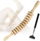 oCreon Fasciabal Fasciarol Hout met Handvat Massageroller Rug Maderotherapie Roller Krabhand Rugkrabber Uittrekbaar Stijlhout Fasciastaaf