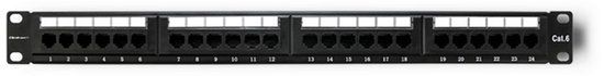 Qoltec Patchpanel - 24 Poorten - Cat.6 UTP - Zwart