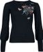 Voodoo Vixen Floral Moth Web Embroidered Sweater Femme Tricot - noir - XL