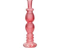 Ideas 4 Seasons vase/bougeoir Florence Ribbel - koraal rood glas - helder - D9 x H28 cm