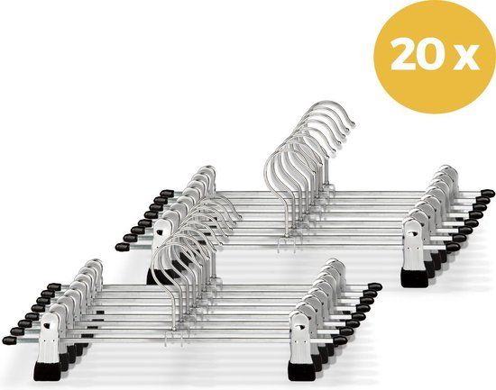 LifeGoods Broekhangers met Verstelbare Antislip Knijpers - Stevige Kleding Hanger met Klemmen - Kleerhanger - Metaal