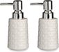 Berilo Zeeppompje/dispenser - 2x - keramiek - wit - zilver - 150 ml - navulbaar - toilet/badkamer/toilet