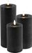 Countryfield LED kaarsen/stompkaarsen - set 3x - zwart - H12,5, H15 en H20 cm