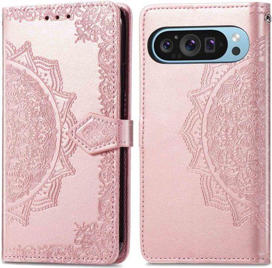 iMoshion Hoesje Google Pixel 9 - Mandala Bookcase - Rosé Goud