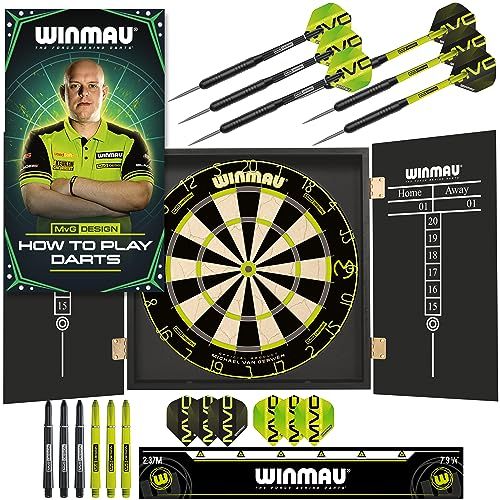 WINMAU Michael van Gerwen MvG Dartset - Compleet met Bord, Kast, Darts & Accessoires